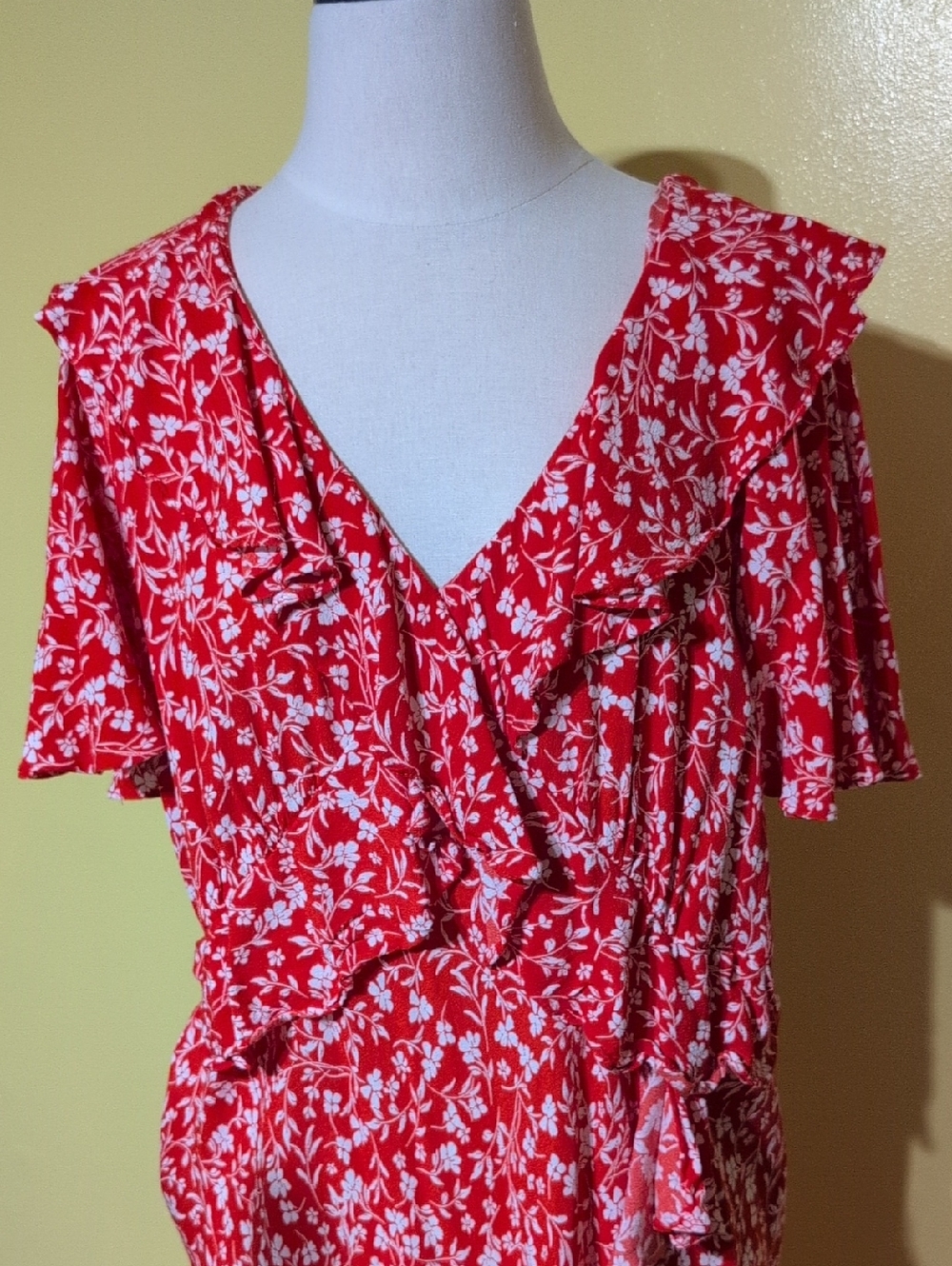 Red Floral Ruffle Maxi Dress XXL